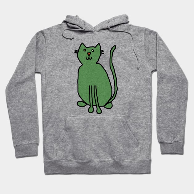 Cat Green Metallic Hoodie by ellenhenryart